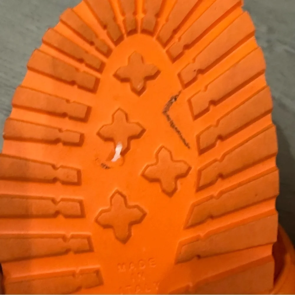 Gia Borghini x Pernille Teisbaek Sandals Leather Slides in Orange Leather